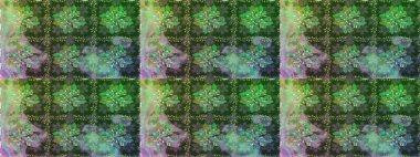 Çiçeksiz desenli arka plan. Gömlek baskısı için çiçek boyası. Yeşil renkte çiçekler.