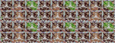 Raster çiçekleri klasik tarzda çizilmiş. Kahverengi renklerde bahar çiçekleri. Çiçekli, pürüzsüz bir desen. Raster illüstrasyonu.