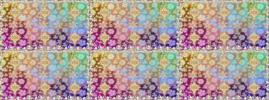 Oriental raster klasik nötr ve altın desenli. Raster illüstrasyonu. Kusursuz soyut arkaplan.