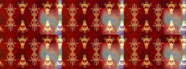 Kızılderili desenli desenli desenli şal deseni. Etnik Mandala süsü. Raster Henna dövme stili. Tekstil, tebrik kartı, boyama kitabı, telefon kılıfı baskısı için kullanılabilir.