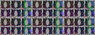 Elle boyanmış suluboya, dikişsiz çiçekler ve bitkiler. Gri renkli çiçekler.