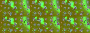 Nazikçe, güzel çiçek arkaplanı. Yeşil renkli çiçekler. Raster çiçek desenli ve çiçekli..