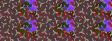 Güzel soyut kar tanesi raster tasarımı. Düz kar karalama ikonları, kar taneleri kahverengi, yeşil ve menekşe renkli siluetler noel afişi, kartlar. Yeni yıl kar tanesi.