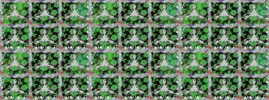 Suluboya tarzında yeşil renkte. Küçük çiçekli kusursuz yay deseni. Raster illüstrasyonu.