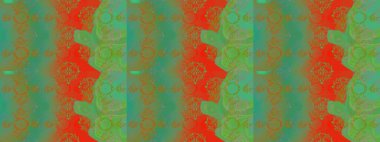 Çiçekli karalama şeklinde Raster çiçek deseni. Yeşil, turuncu ve nötr renklerde yaz çiçekleri. Raster illüstrasyonu.