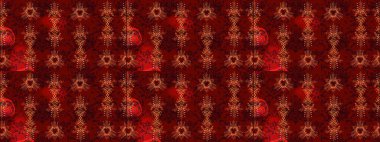 Kar tanelerinin soyut arkaplanlı Noel şablonu. Kırmızı, siyah ve kahverengi kar taneleri. Raster illüstrasyonu. Renkler. Noel ve Yeni Yıl moda baskıları için tatil tasarımı.