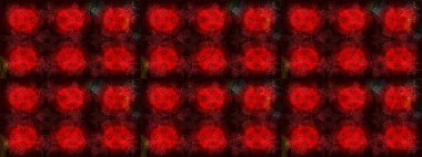 Kar tanelerinin soyut arkaplanlı Noel şablonu. Raster illüstrasyonu. Noel ve yeni yıl moda baskıları için tatil tasarımı. Kırmızı, kahverengi ve siyah kar taneleri.