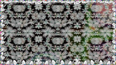 Düz Çiçek Elementleri Tasarım Raster illüstrasyonu. Gri renkli çiçekler. Renkli Bahar Temalı Kusursuz Arkaplan. Çiçeksiz desenli arka plan.