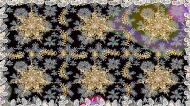 Gri renklerde altın tekrarlayan elementlerle soyut arkaplan. Kusursuz oryantal klasik altın desen.