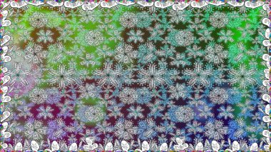 Renkli Bahar Temalı Kusursuz Arkaplan. Düz Çiçek Elementleri Tasarımı. Çiçeksel fantezi tasarımı. Parlak bir arka planda..