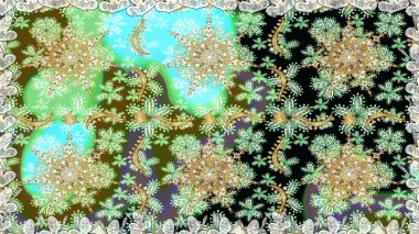 Tarafsız renklerde altın element. Antika altın tekrarlanabilir duvar kağıdı. Barok tarzında altın çiçekli süs. Damask pürüzsüz tekrarlama deseni.