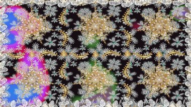 Klasik klasik klasik arka plan. Gri renklerde, altın elementlerle kusursuz desen. Geleneksel oryantasyon süsü. Klasik raster altın pürüzsüz desen.