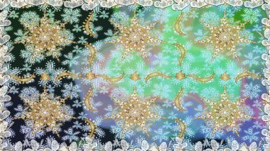 Kusursuz altın desenli bukleler. Tarafsız renklerde, altın elementlerle kusursuz desen. Parlak dantel, stilize çiçekler, şal desenli. Raster. Doğu tarzı arabesk. Zarif altın deseni aç.