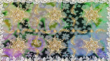 Klasik klasik klasik arka plan. Gri renklerde, altın elementlerle kusursuz desen. Geleneksel oryantasyon süsü. Klasik raster altın pürüzsüz desen.