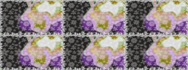 Renkli Bahar Temalı Kusursuz Arkaplan. Süslü kumaş deseni. Düz Çiçek Elementleri Tasarımı. Raster illüstrasyonunda kusursuz çiçek deseni.