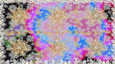 Çiçek süsü kumaş deseni, cam, çiçek desenli altın elementli, nötr renklerde metal. Klasik raster altın pürüzsüz desen.