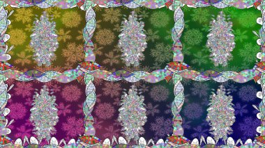 Halk tarzı. Moda baskıları için zarif bir şablon. Parlak renkli çiçekleri ve yeşil renkli yaprakları olan kusursuz çiçek desenleri. Modern çiçek arkaplanı.