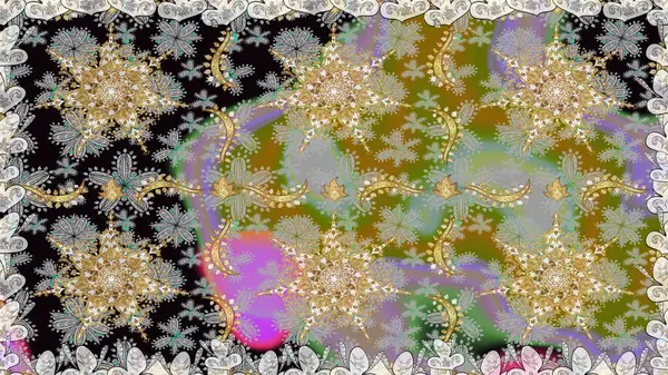 Gri renklerde altın tekrarlayan elementlerle soyut arkaplan. Kusursuz oryantal klasik altın desen.