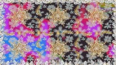 Gri renkli ve altın elementli altın desenli. Raster oryantal süs. Geleneksel klasik altın desen. Barok tarzında kusursuz bir doğulu süsü..