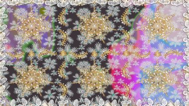 Soyut duvar kâğıdı, ambalaj dekorasyonu. Altın kar taneleri basit, pürüzsüz desen. Gri renkli Raster altın deseni. Kışın sembolü, Mutlu Noel tatili, Mutlu yıllar 2019.