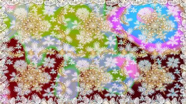 Kusursuz damaske klasik altın desen. Raster illüstrasyonu. Tekrarlayan elementlerle soyut arkaplan oluşturun. Tarafsız renklerde altın desenli altın elementler.