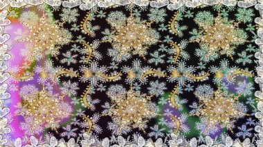 Doku arka planında altın duvar kâğıdı. Barok tarzında altın çiçekli süs. Damask kusursuz yinelenen arkaplan. Gri renklerdeki altın element.