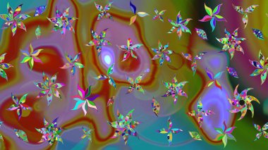 Raster deseni. Küçük çiçekteki sevimli çiçek deseni. Raster illüstrasyonu. Nazikçe, yaz çiçekleri kahverengi renklerde.