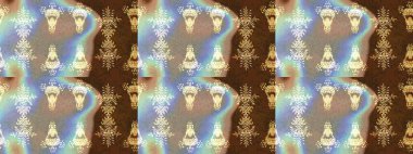 Renkler. Kar tanelerinin soyut arkaplanlı Noel şablonu. Kahverengi, bej ve nötr kar taneleri. Noel ve yeni yıl moda baskıları için tatil tasarımı. Raster illüstrasyonu.