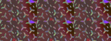 Contour kahverengi, yeşil ve menekşe rengi kar taneleri sanat terapisi tarzı zen çizim için. El çizimi, dövme stili, kumaş tasarımı ve Raster illüstrasyonunda kartlar..