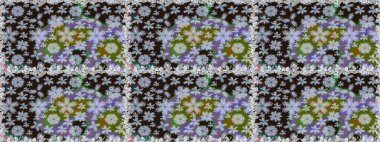 Renkli Bahar Temalı Kusursuz Arkaplan. Raster illüstrasyonunda kusursuz çiçek deseni. Düz Çiçek Elementleri Tasarımı. Güzel kumaş deseni.