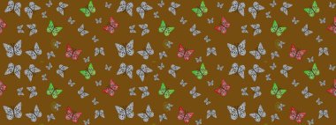 Kağıt, kumaş, ambalaj kağıdı ve duvar kağıdı tasarımı için güzel bir arka plan. Raster illüstrasyonu. Robot resim. Güzel kelebek resimlerini renklendir.