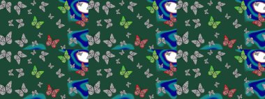 Duvar kağıtları, giysiler, erkekler ve kızlar için soyut çizim kalıbı. Raster. Kelebek deseni. Karala, karala, karala.