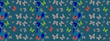 Renkli sayfa dekoratif kelebeği. Raster illüstrasyonu. Yetişkin ve büyük çocuklar için boyama kitabı. Robot resim. Dekoratif stil. Soyut renkli arkaplan.