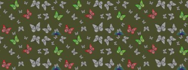 Klasik tarzda hem de. Raster illüstrasyonu. Doğa kelebeğinin yüksek kalitesi. Su rengi filtreleme efektiyle yeşilde resimler.