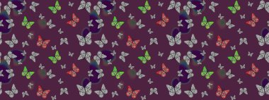 Kahverengi renkli resimler. Elle çizilmiş illüstrasyon. Raster. Şirin kelebeklerin güzel çizim şekli. Moda Kumaşı Tasarımı.