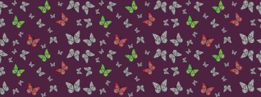 Doğadaki güzellik. Raster illüstrasyonu. Watercolor Style 'da uçan kelebeklerle eskiz kalıbı. Kumaş, Tekstil, Yazdırma ve Davetiye için arkaplan.