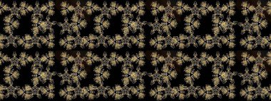 Siyah, kahverengi ve gri renkte kar tanesi süsü. Kar tanesi süsü Raster illüstrasyonu. Güzel süs eşyası. Kar taneleri izole edildi.