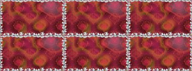 Renkli Bahar Temalı Kusursuz Arkaplan. Raster. Düz Çiçek Elementleri Tasarımı.