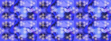 Mor, mavi ve nötr kar taneleri. Raster illüstrasyonu. Kar tanelerinin soyut arkaplanlı Noel şablonu. Noel ve Yeni Yıl moda baskıları için tatil tasarımı.