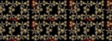 Düşen Noel stili kar taneleri. Güzel, siyah, kahverengi ve sarı kar taneleri renkli bir arka planda izole edilmiş. Kar taneleri, kar yağışı. Görüntü.