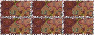 Renkli çiçekler. Renkli Bahar Temalı Kusursuz Arkaplan. Raster illüstrasyonu. Düz Çiçek Elementleri Tasarımı. Çiçekli, suluboya desenli kusursuz çiçek deseni.