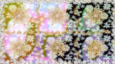 Tarafsız renklerde kusursuz desen. Kusursuz altın desenli bukleler. Raster altın pürüzsüz desen. Doğu tarzında altın elementler arabesk.