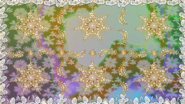 Çiçek deseni. Kusursuz raster arka plan. Tarafsız renklerde altın elementler. Şık bir grafik desen. Duvar kâğıdı barok, İspanyol kumaşı.