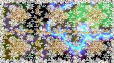 Tarafsız renklerde altın elementler. Geleneksel klasik raster altın pürüzsüz desen. Barok tarzında kusursuz bir doğulu süsü..