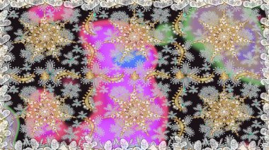 Çiçek desenli altın metal. Altın elementli gri renkler. Raster altın çiçek süsü brokar kumaş ve cam desenli. Kusursuz altın desen.