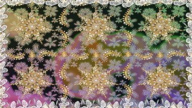 Gri renklerdeki altın element. Altın çiçekli, pürüzsüz desen. Barok tarzında altın çiçekli süs. Damask arkaplanı.