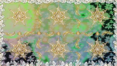 Barok tarzında kusursuz bir doğulu süsü. Raster geleneksel altın pürüzsüz desen nötr renkler üzerinde.