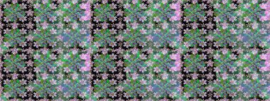 Raster çiçek izi. Çiçek yeşili, pürüzsüz desen. Klasik taslak çizimi.