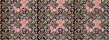 Yeşil renklere karalamalar çizen kusursuz çiçek deseni. Raster illüstrasyonu.