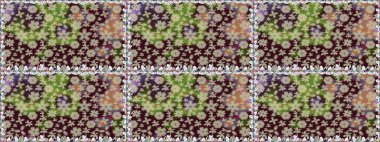 Kahverengi renkli çiçekler. Renkli Bahar Temalı Kusursuz Arkaplan. Sevimli çiçek raster deseni. Düz Çiçek Elementleri Tasarımı.